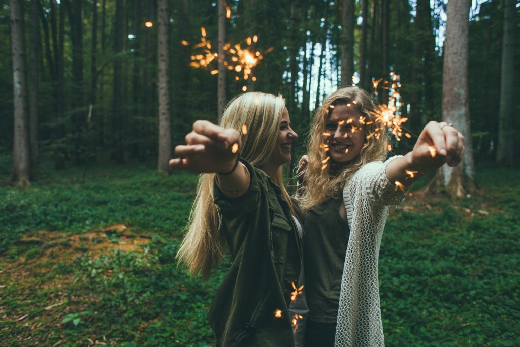 girls with sparklers